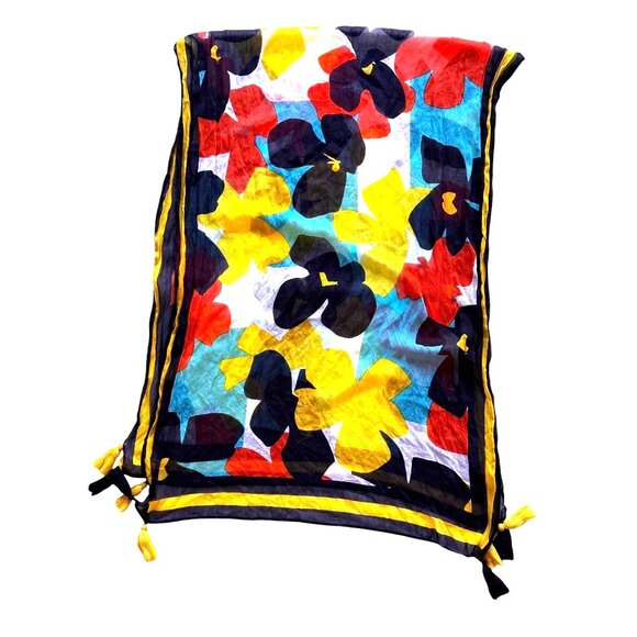 Vintage Flower Power Scarf Long Tassels 74 in L x 31 in W Rectangle Tabl… - Picture 8 of 12